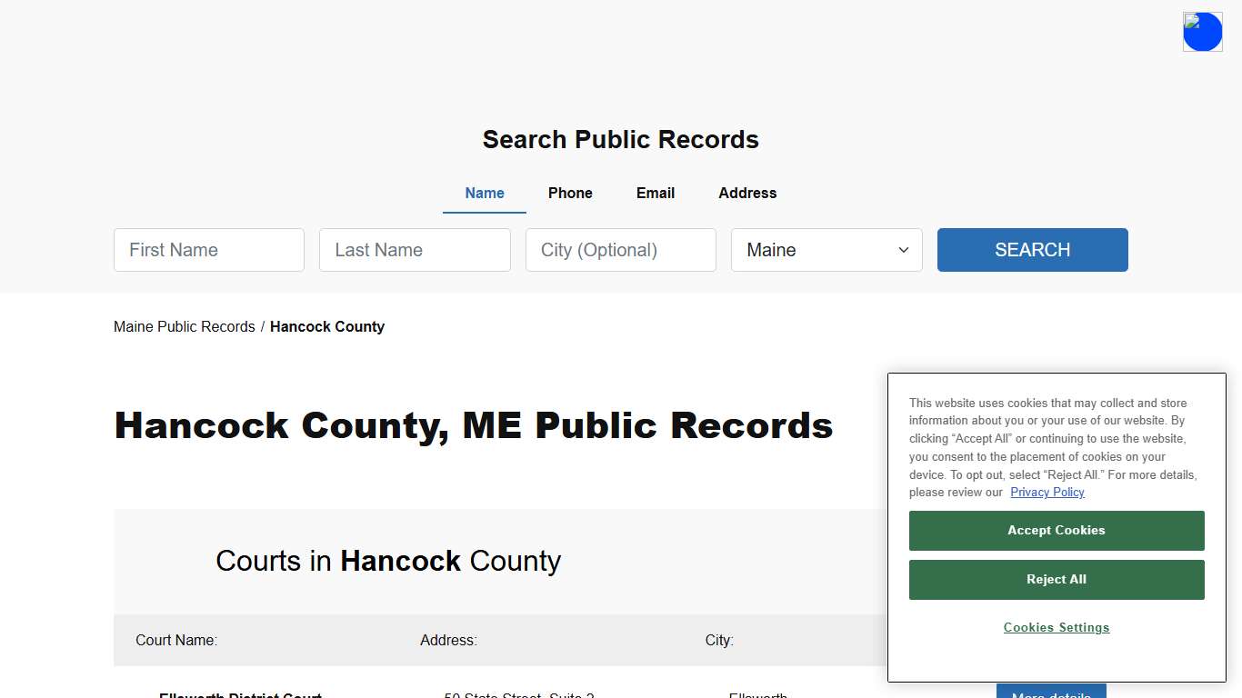 Hancock County, ME Public Court, Arrest and Inmate Records - ThePublicIndex